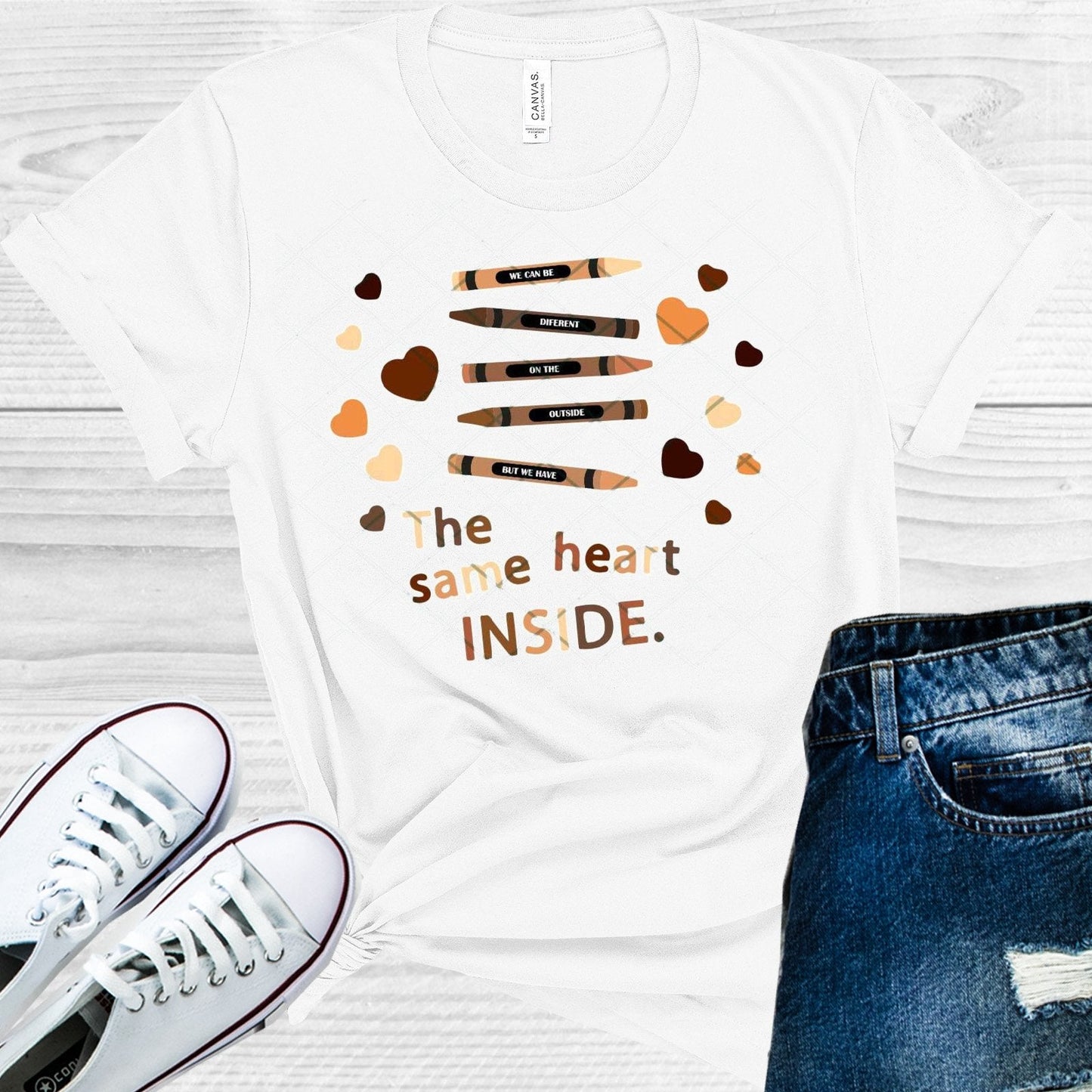 We Can Be Different on the Outside But We Have the Same Heart Inside Graphic Tee