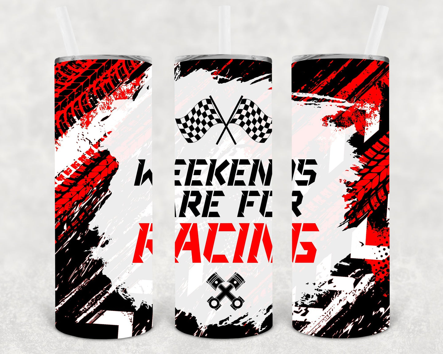 Weekends are for Racing 20 oz Skinny Tumbler