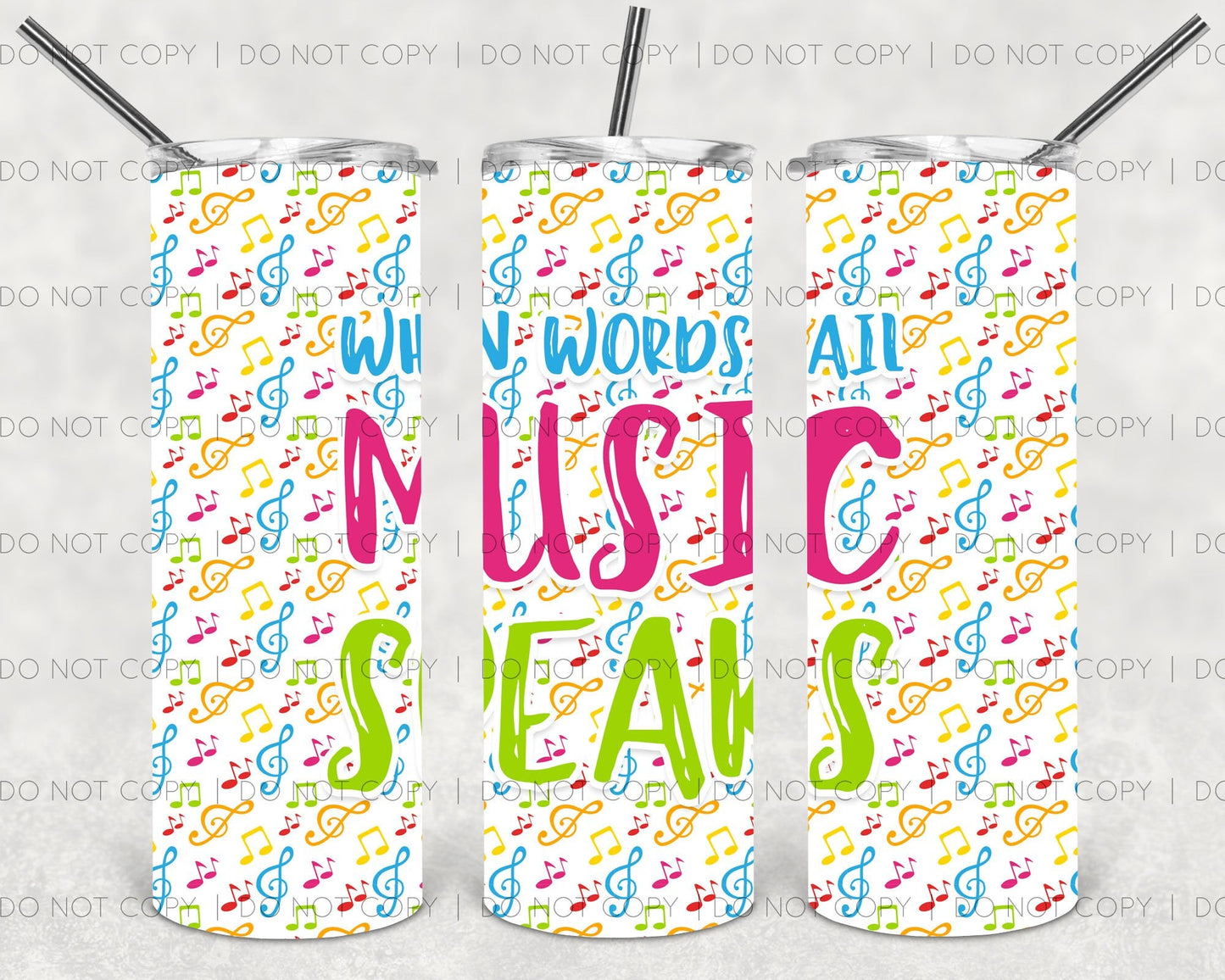 When Words Fail Music Speaks 20 oz Skinny Tumbler