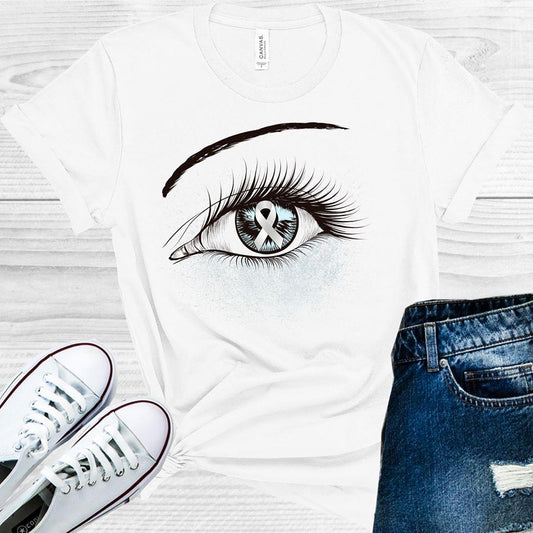 White Ribbon Heart Awareness Eye Graphic Tee