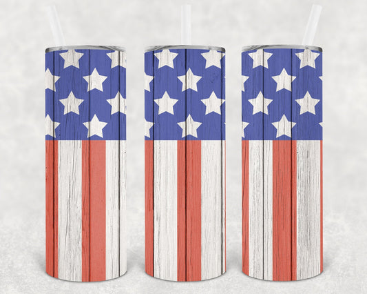 Wooden Flag 20 oz Skinny Tumbler