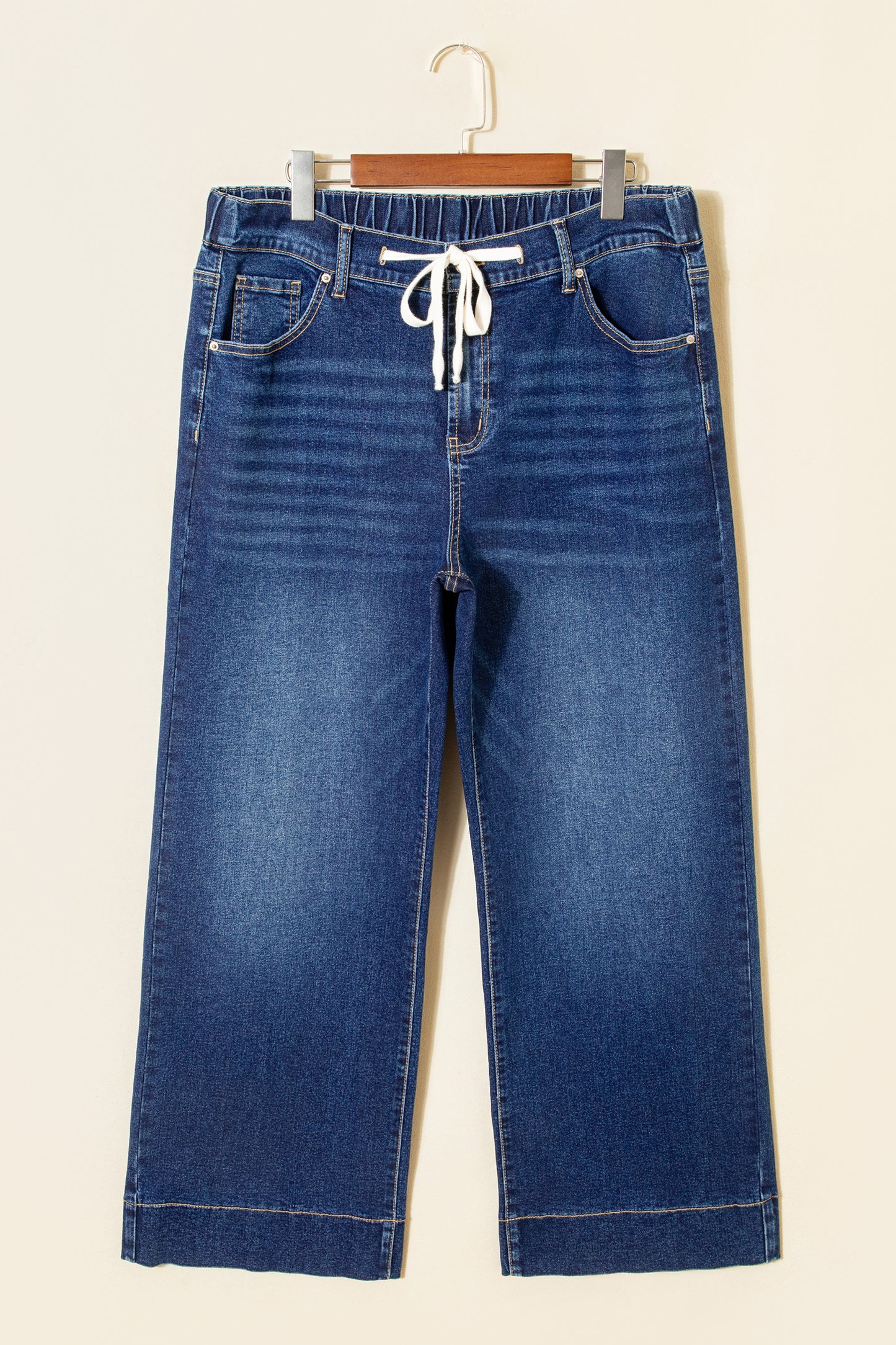 Light Blue Acid Wash Contrast Lace-up Plus Size Jeans