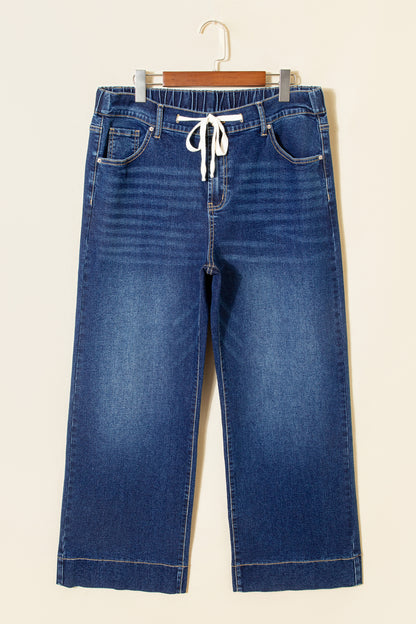 Light Blue Acid Wash Contrast Lace-up Plus Size Jeans