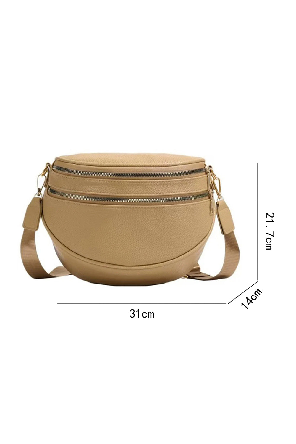 Cinnamon PU Leather Double Zipper Crossbody Bag