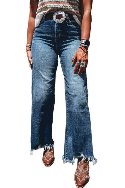 Ashleigh Blue High Waist Frayed Hem Flare Jeans