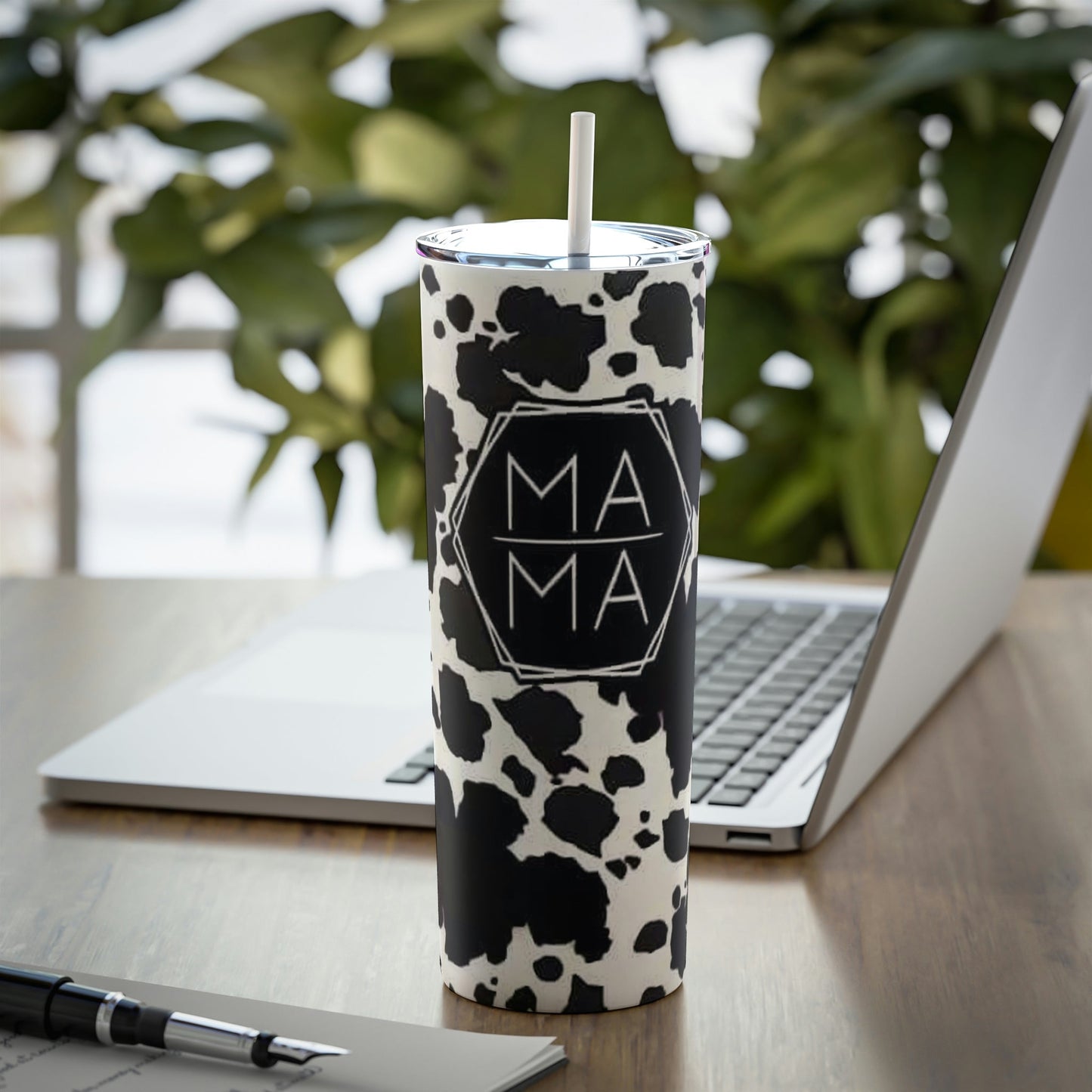 Mama Cowhide B&W Skinny Tumbler