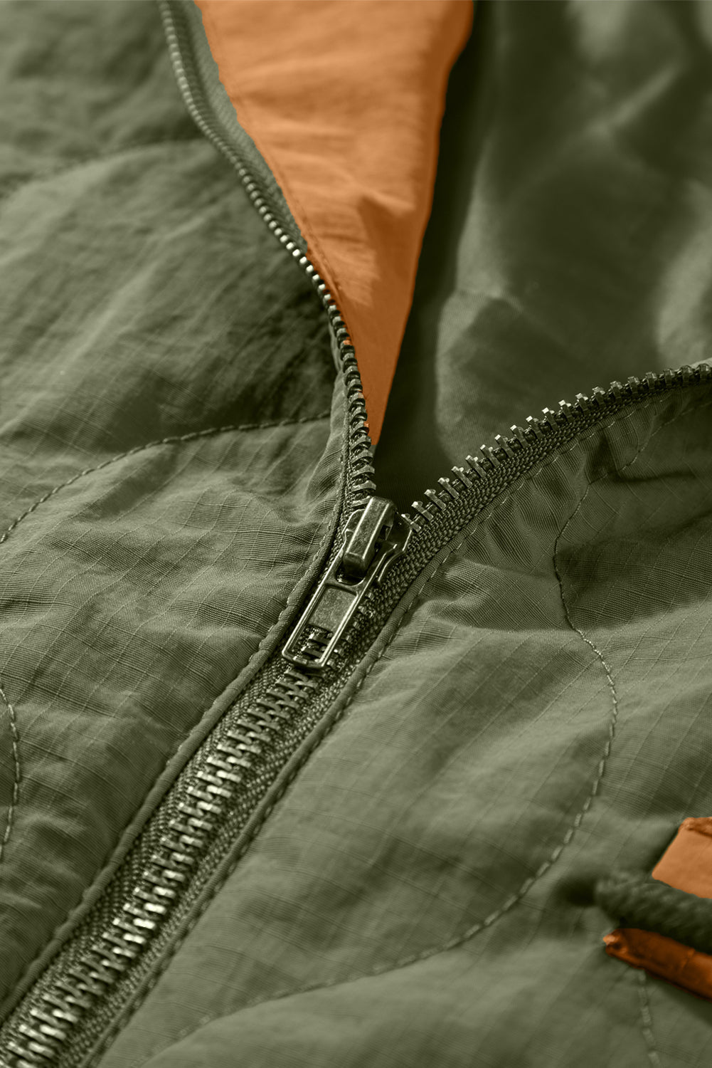 Green Stitching Quilted Drawstring Jacket