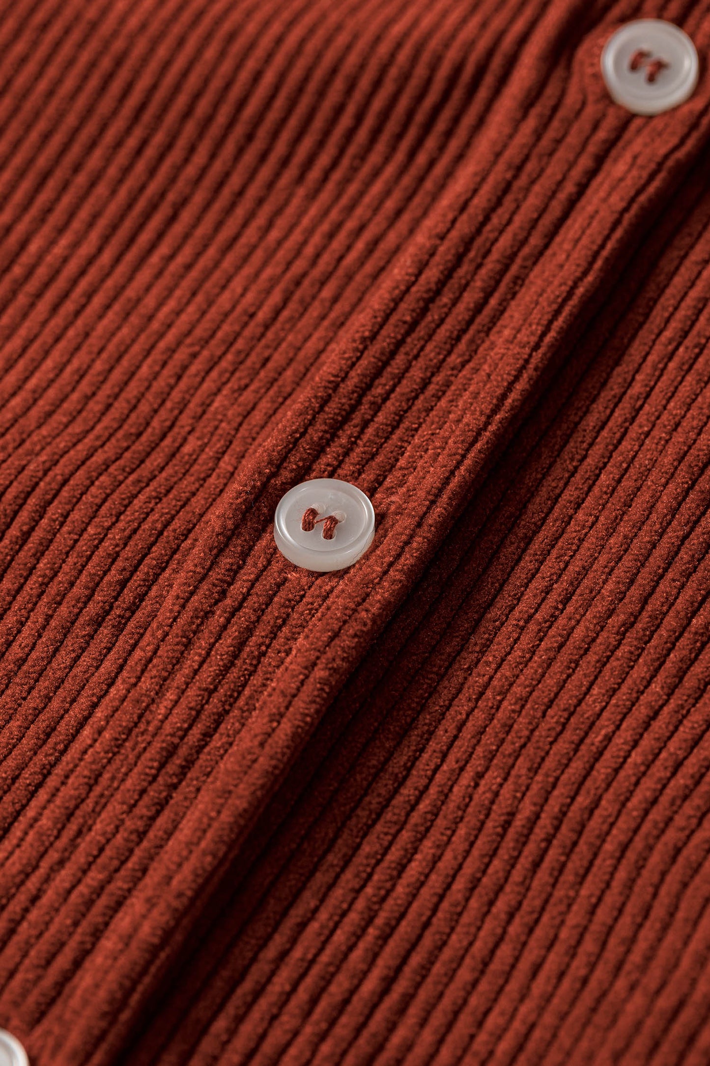 Clay Long Sleeve Button Down Corduroy Midi Length One Piece Dress