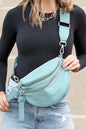 Dark Grey Wide Strap Zipper Crossbody Bag