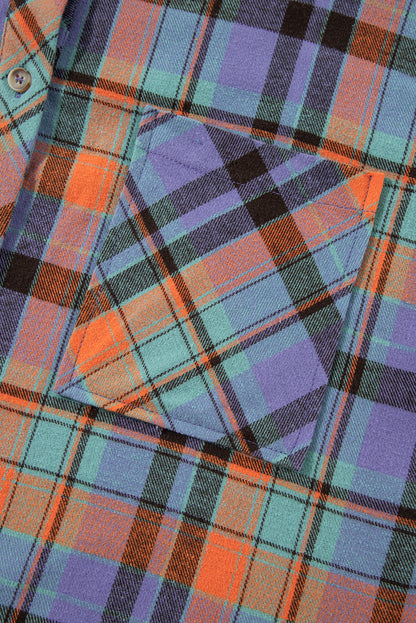Red Plaid Print Drop Sleeve Loose Shirt Shacket