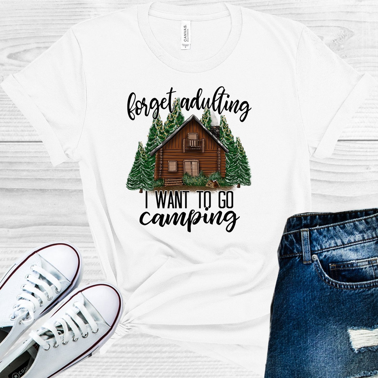 Forget Adulting I Want to Go Camping Graphic Tee