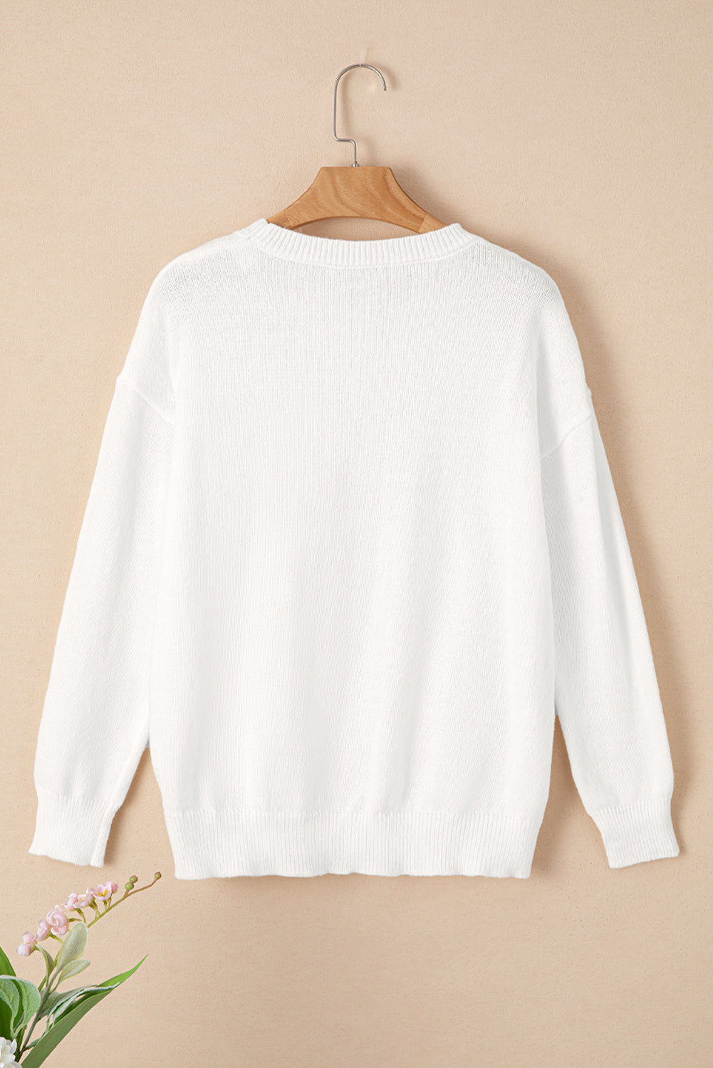 White XOXO Glitter Print Round Neck Casual Sweater