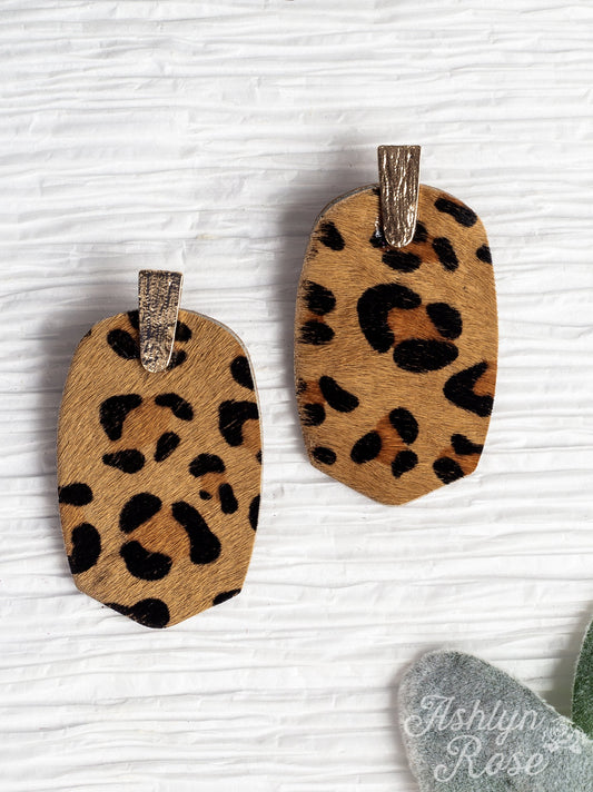 Should've Been Better Oval Leopard Earrings, Brown