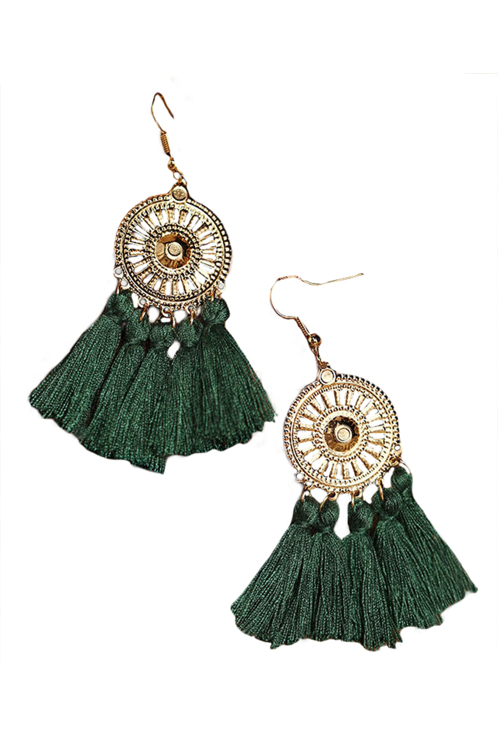 Sunflower Fan-shaped White Tassel Earrings