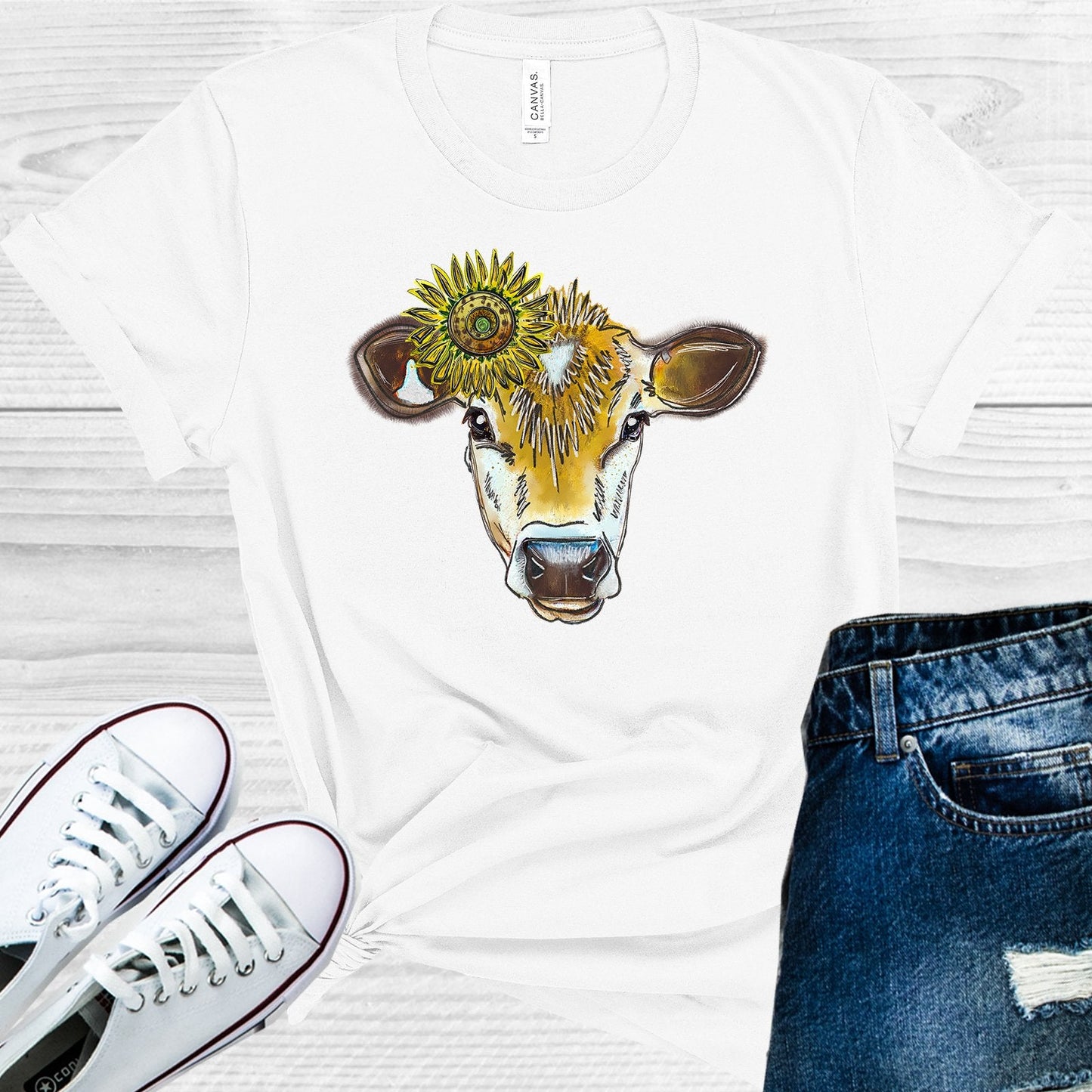Sunflower Cow Graphic Tee
