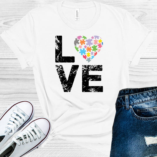 Love Autism Awareness Heart Graphic Tee