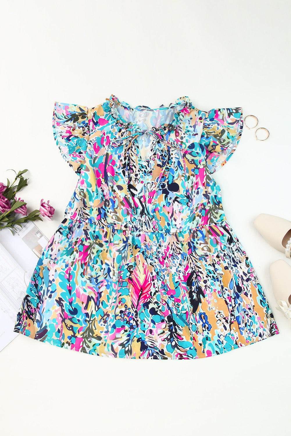 Sky Blue Plus Size Floral Print