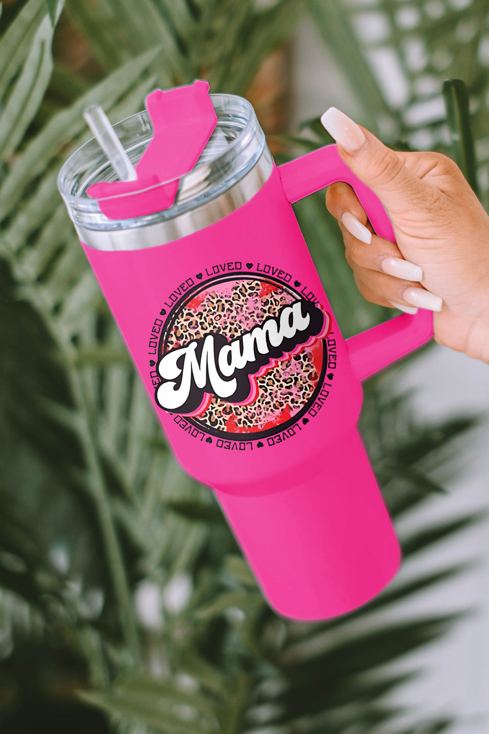 mama Daisy Print Stainless Steel Insulate Cup with Handle 40oz