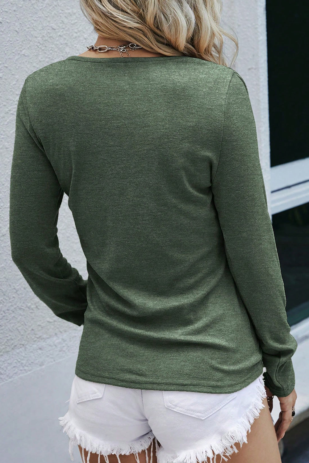 Chestnut Long Sleeve Snap Button Henley Top