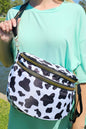 White Leopard Print Wide Strap Large Crossbody Bag