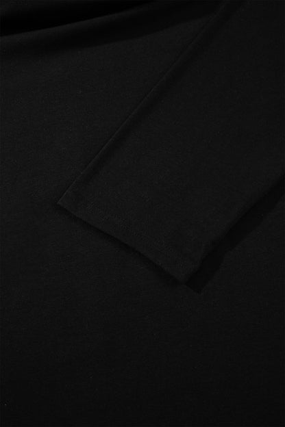 Black Hooded Gingham Paneling Chest Patch Pocket Long Sleeve Plus Size Blouse