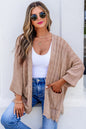 Pink Drop Shoulder Crochet Knit Open Front Cardigan