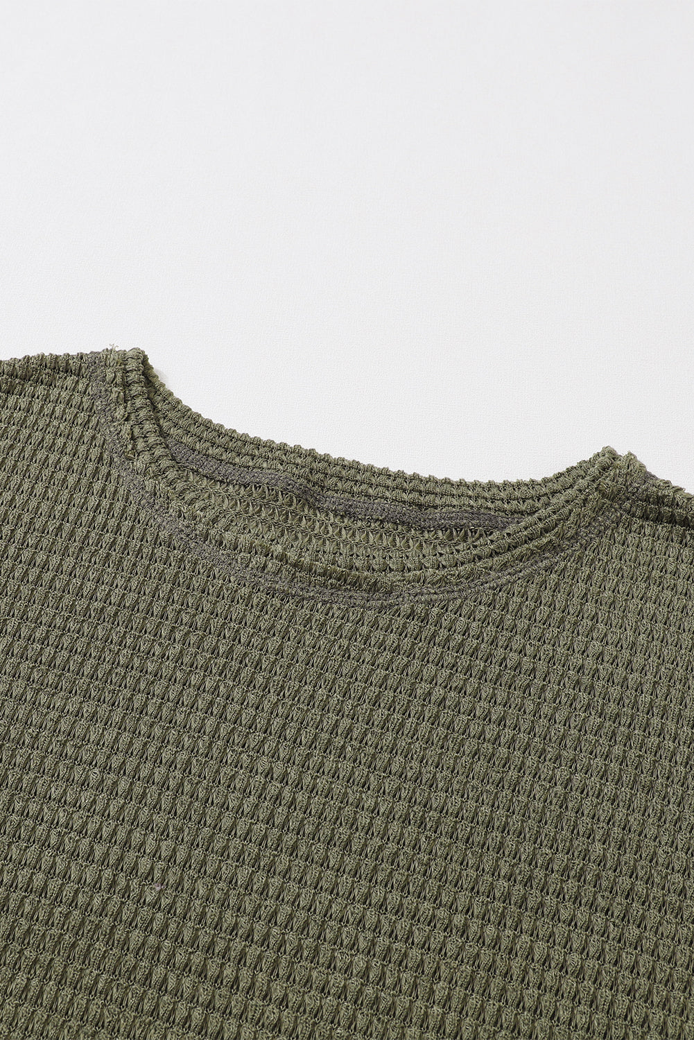 Moss Green Plus Size Textured Knit Long Sleeve Top