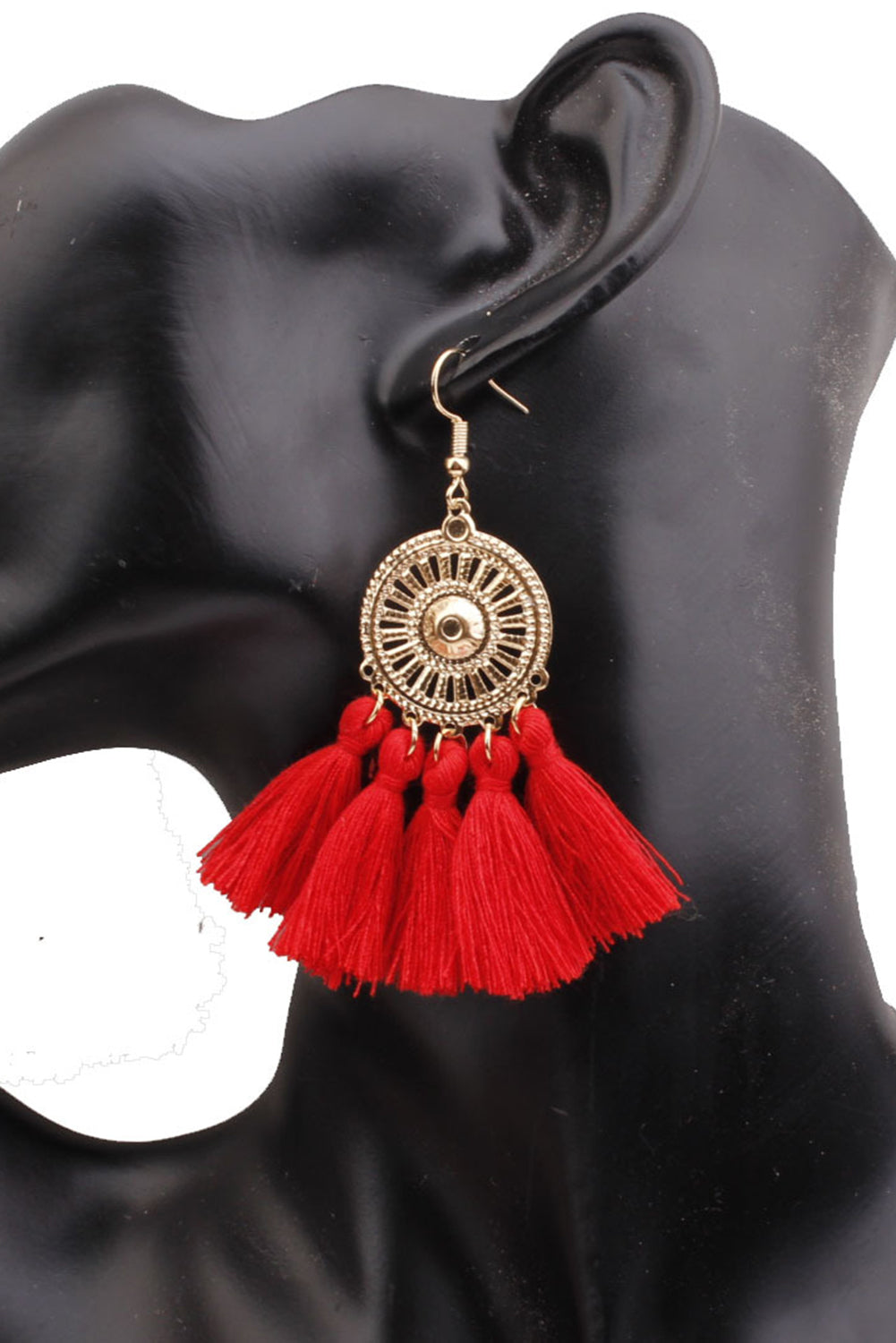 Sunflower Fan-shaped White Tassel Earrings