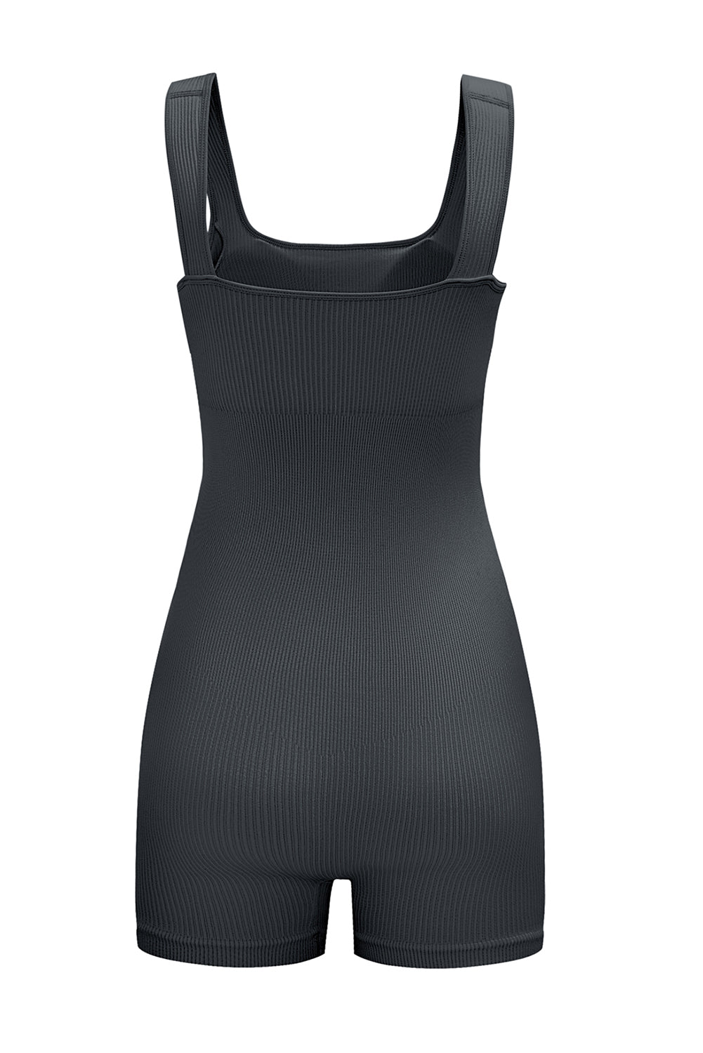 Ribbed Square Neck Padded Sports Romper