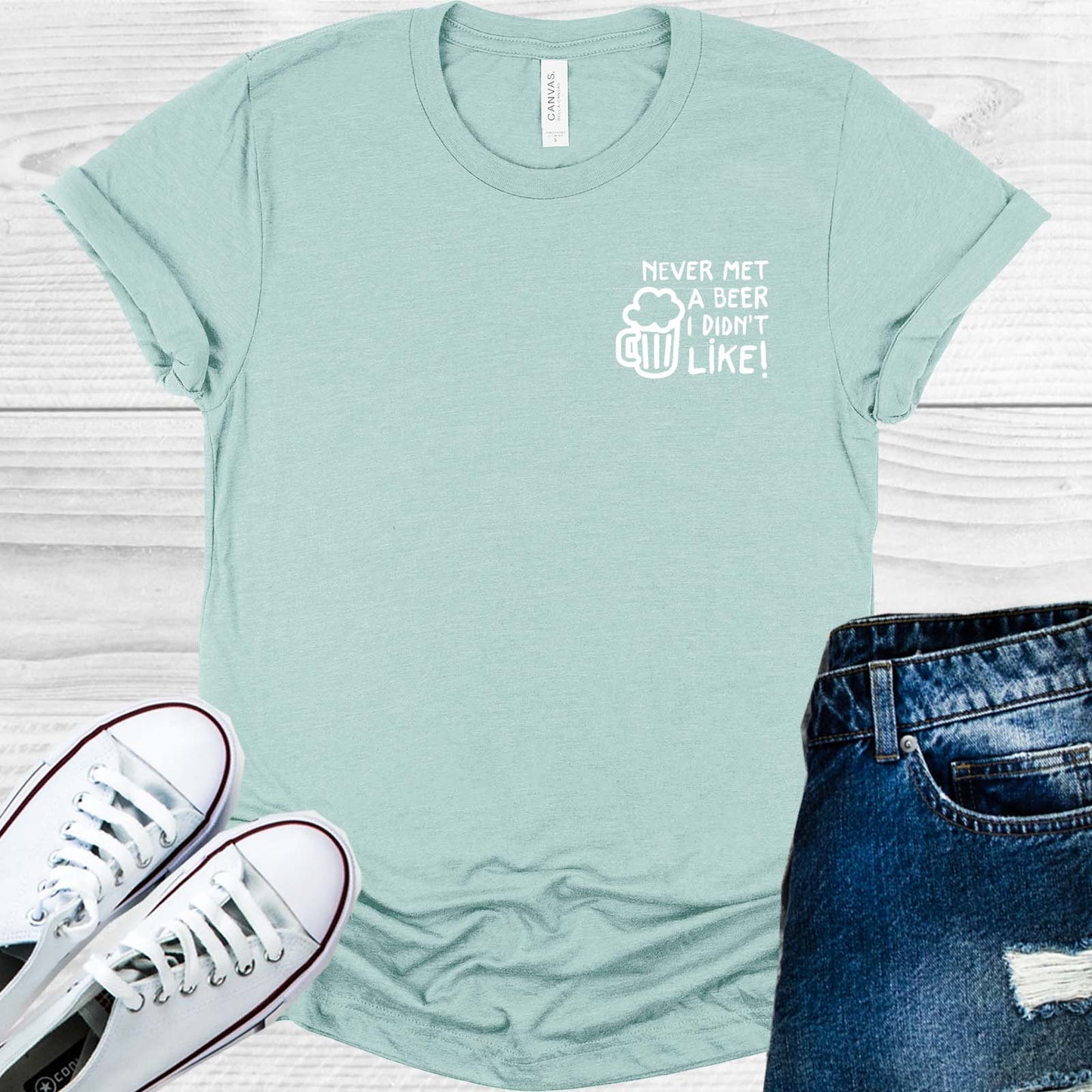 Never Met a Beer I Didn't Like Pocket Graphic Tee