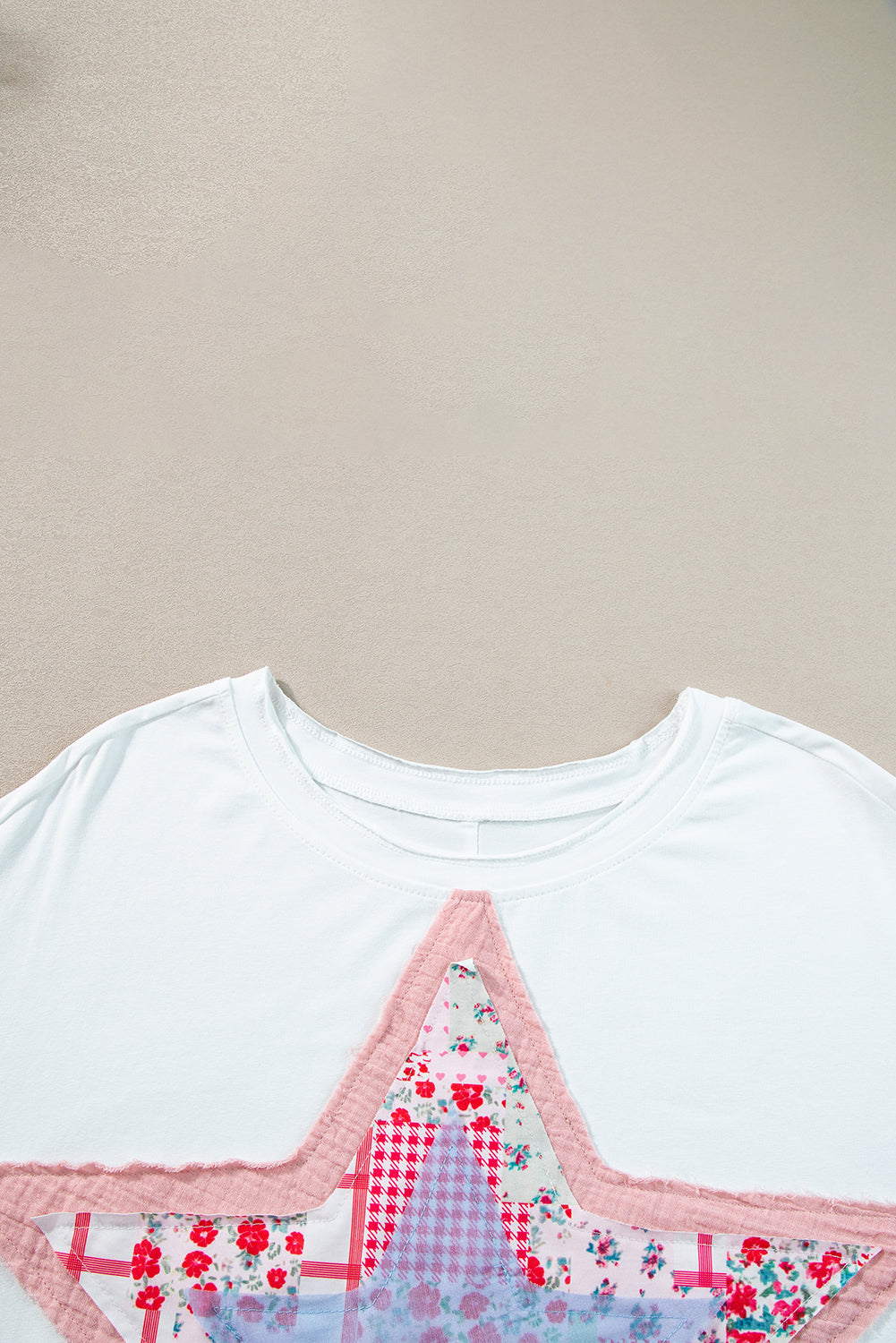 White Star Patchwork Loose T-shirt