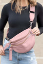Dark Grey Wide Strap Zipper Crossbody Bag