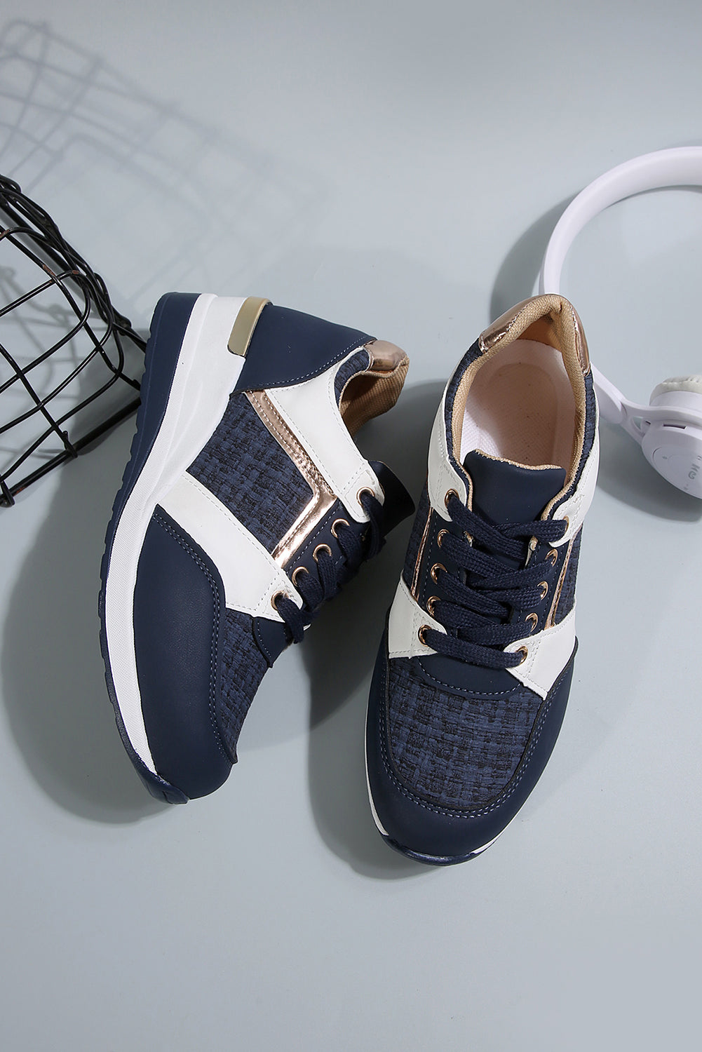 Sail Blue Lace Up Sneakers