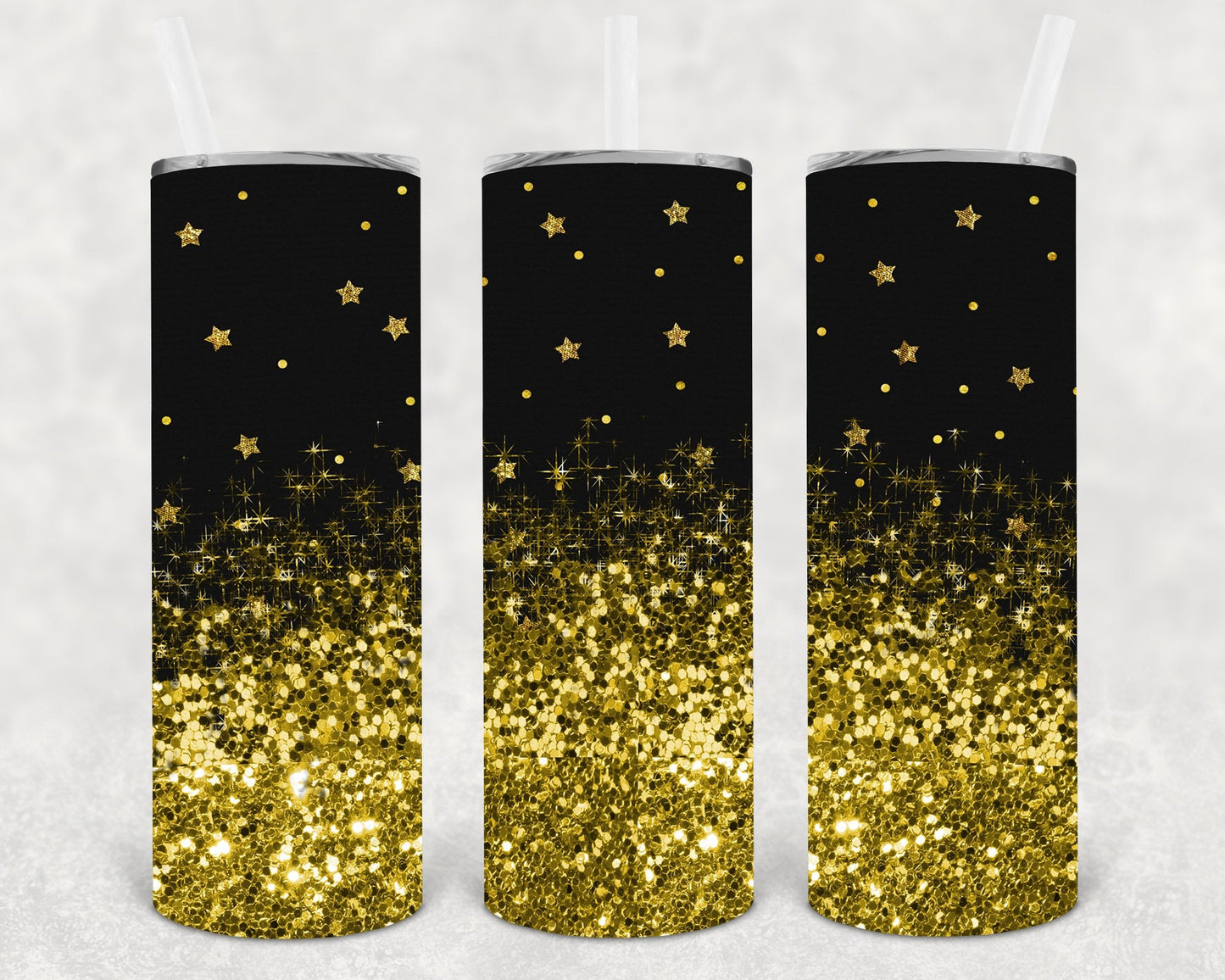 Gold and Black Stars 20 oz Skinny Tumbler