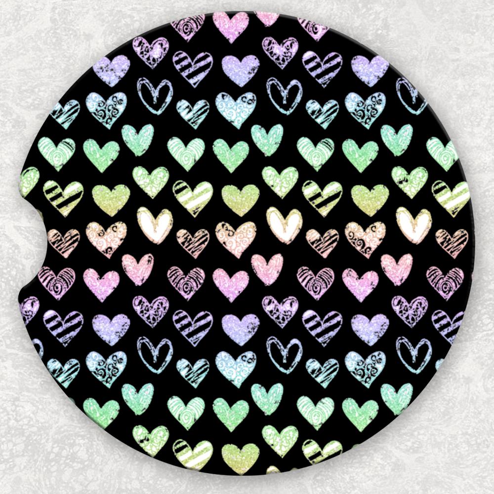 Car Coaster Set - Black Hearts