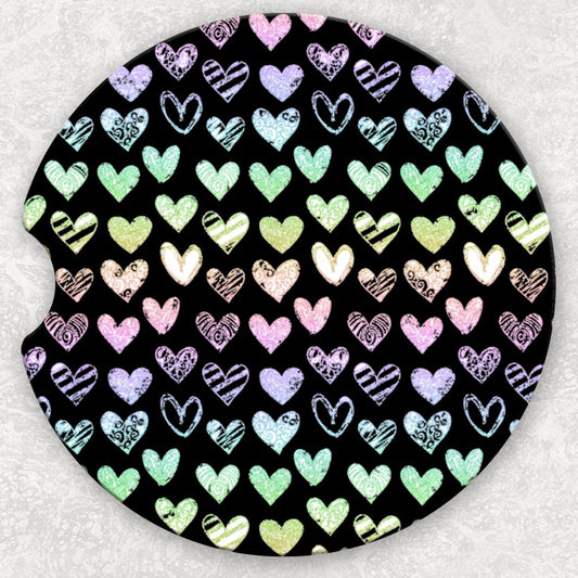 Car Coaster Set - Black Hearts