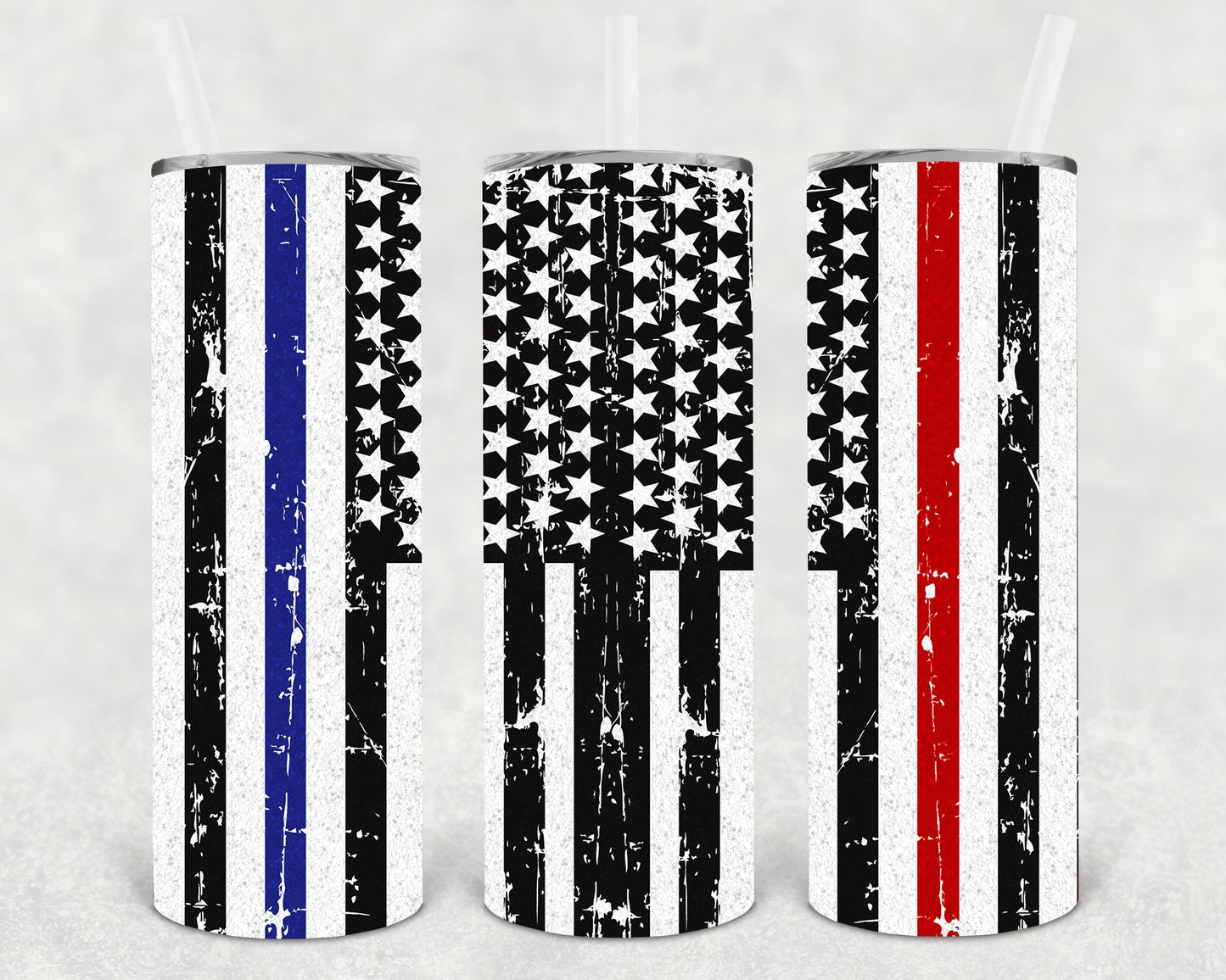 Thin Blue and Red Line 20 oz Skinny Tumbler
