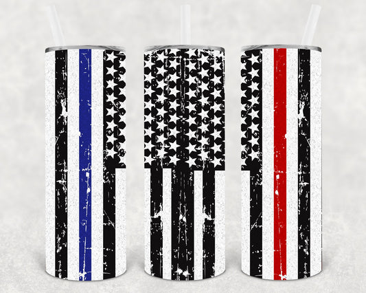 Thin Blue and Red Line 20 oz Skinny Tumbler
