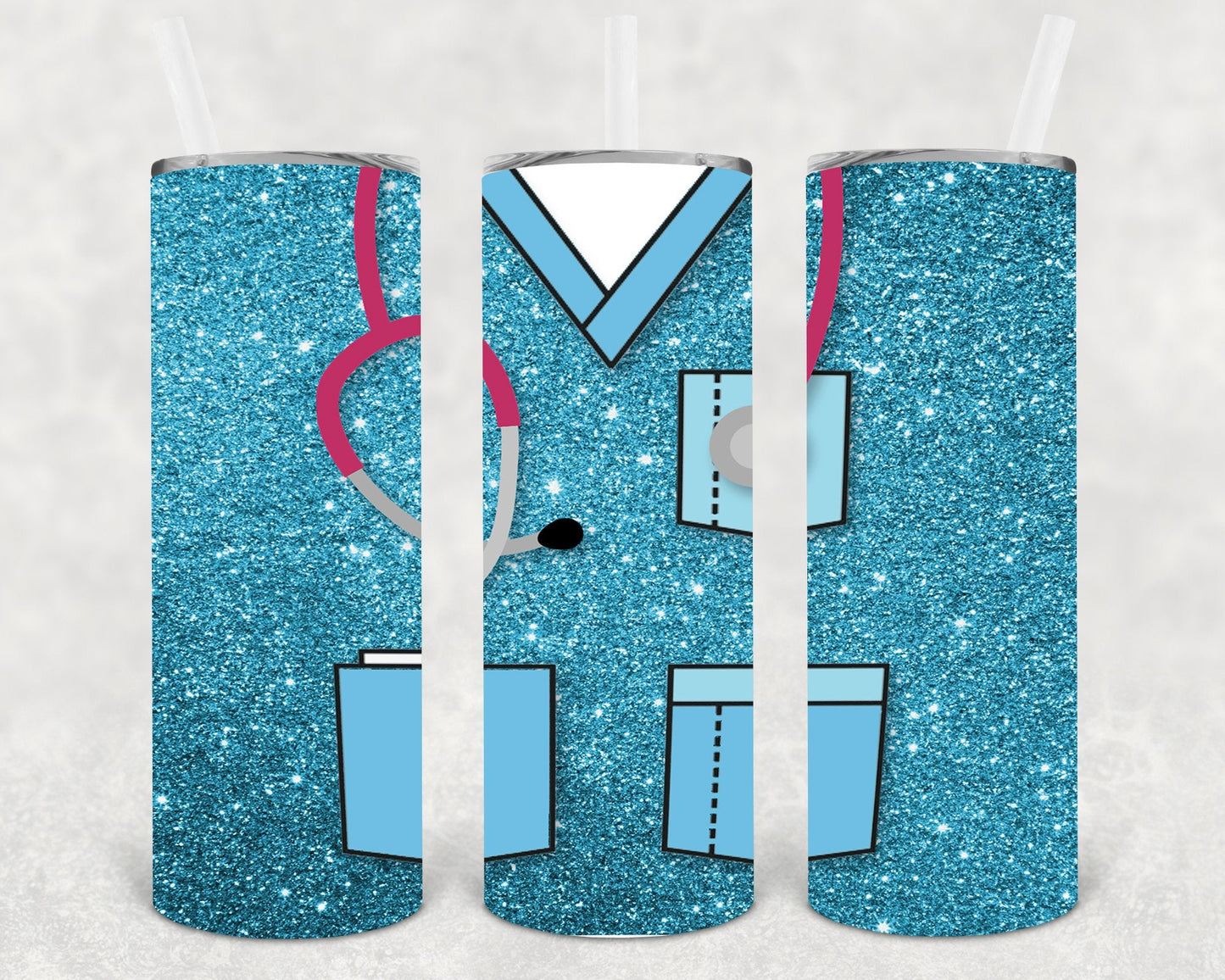 Teal Scrubs 20 oz Skinny Tumbler