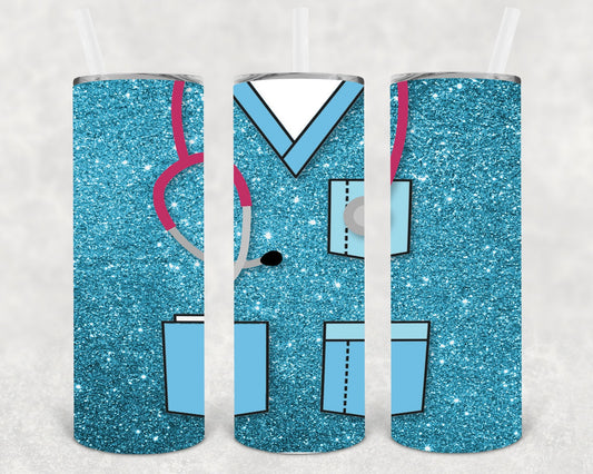 Teal Scrubs 20 oz Skinny Tumbler