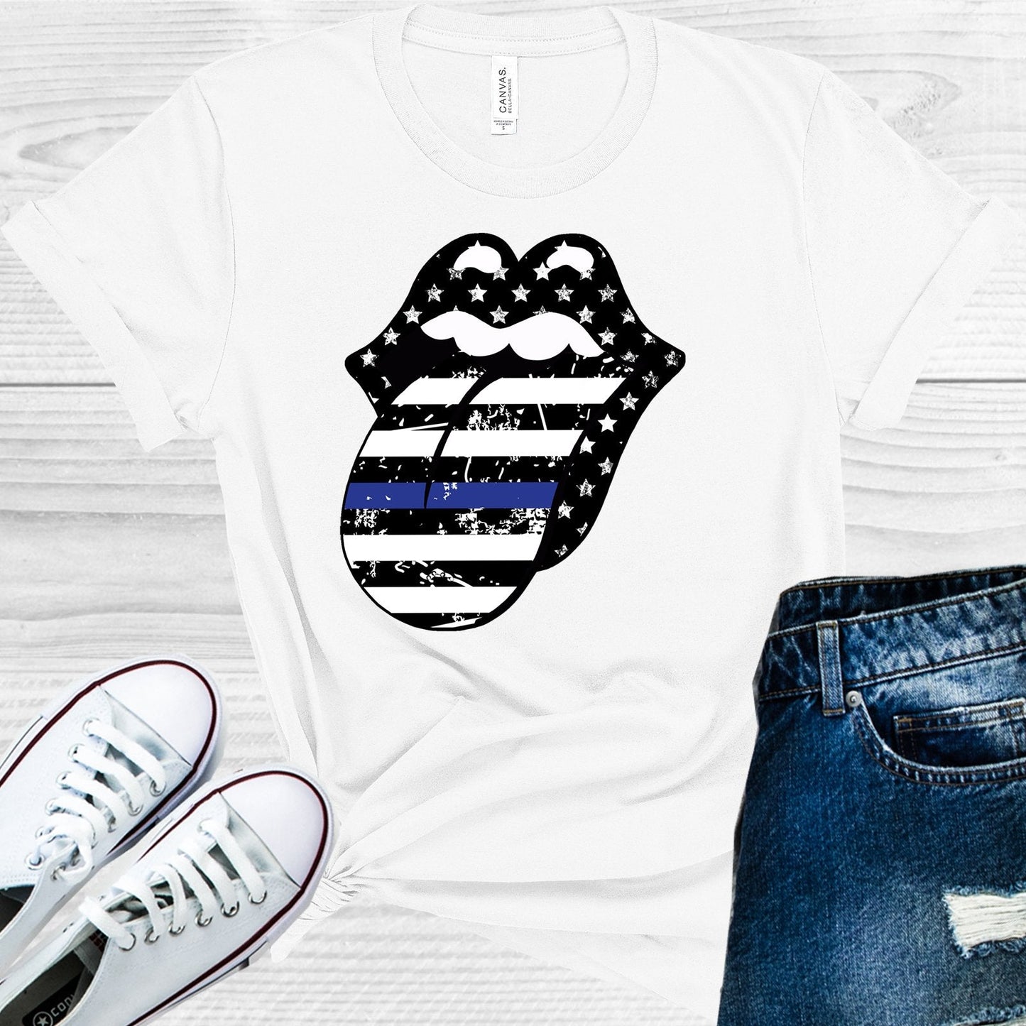 Thin Blue Line Tongue Graphic Tee