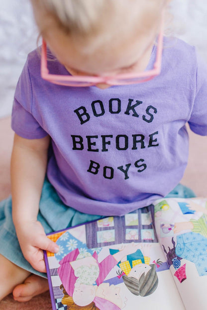 Purple Books Before Boys Tee