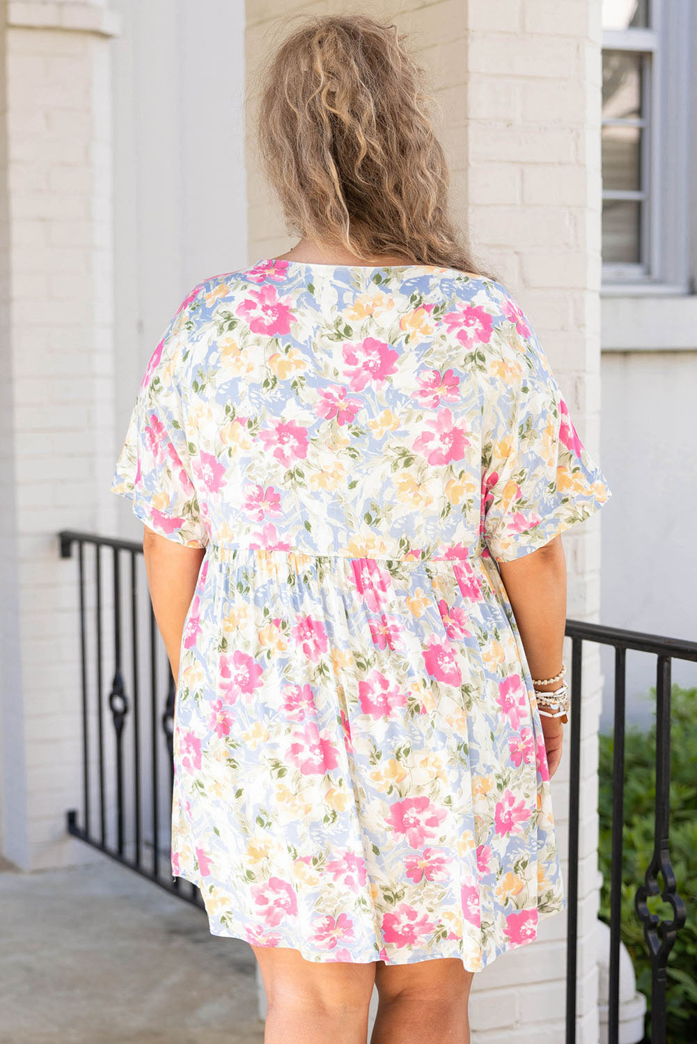 Plus Size Floral Print Short Dress