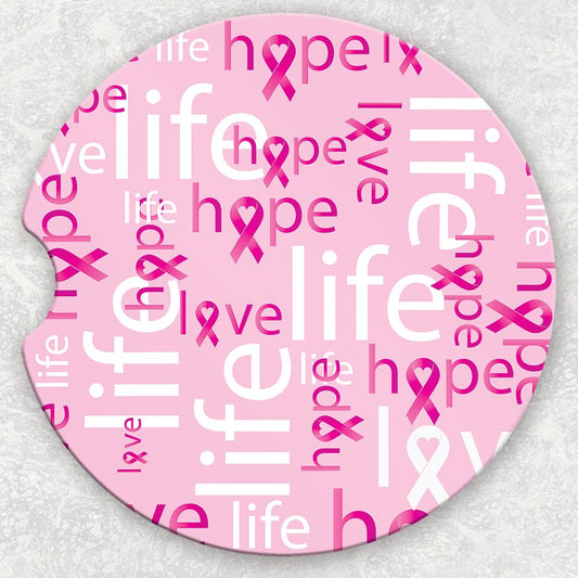 Car Coaster Set - Breast Cancer Ribbons