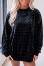 Red Velvet Polka Dot High Neck Tunic Pullover Sweatshirt