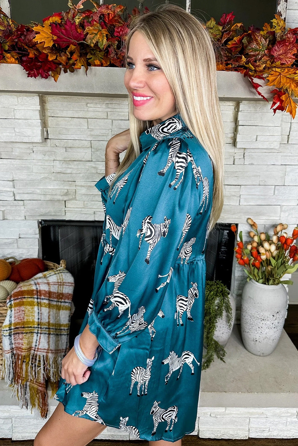 Orange Cheetah Printed Ruffled Sleeve Blouse