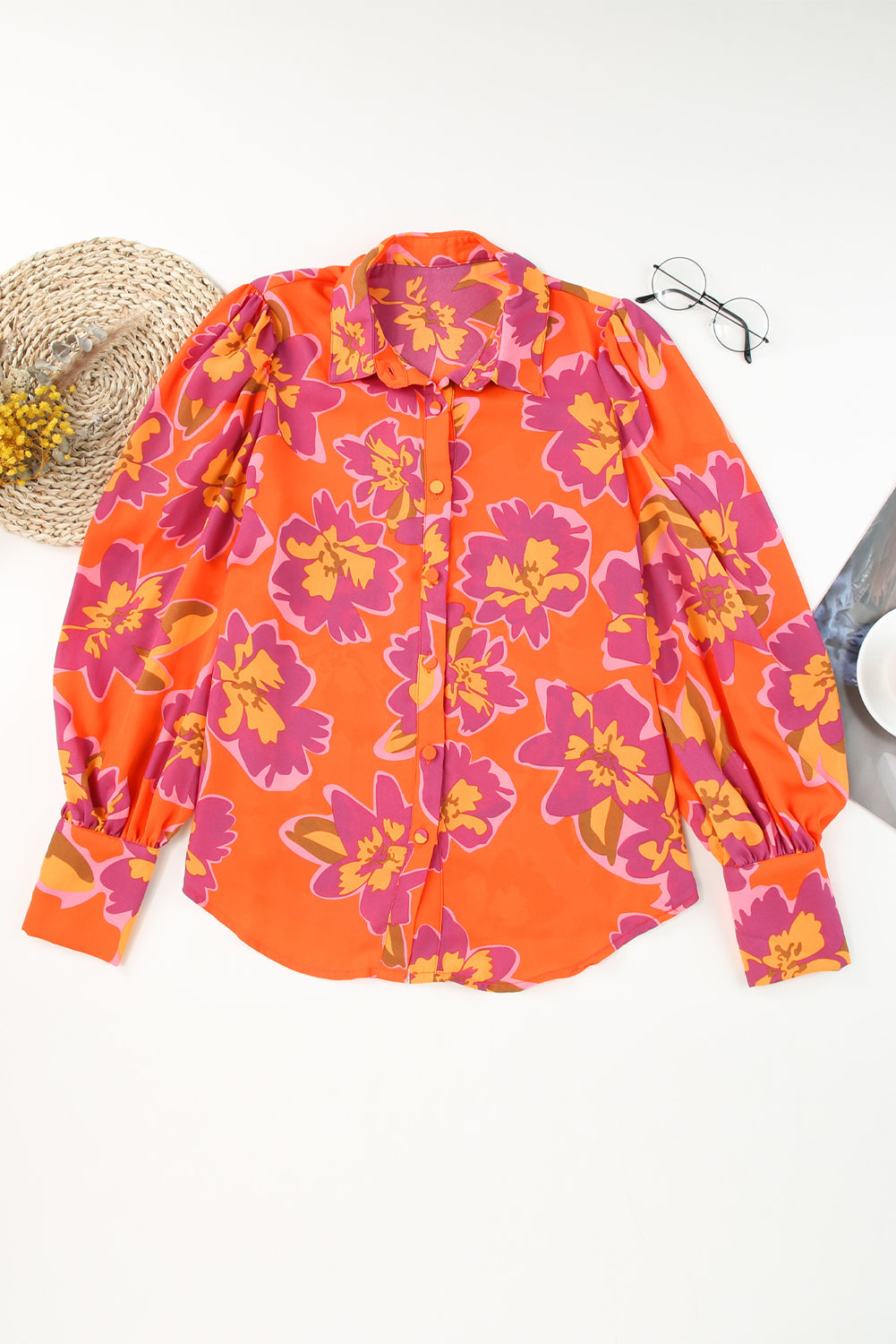 Multicolor Flora Print Plus Size Shirt