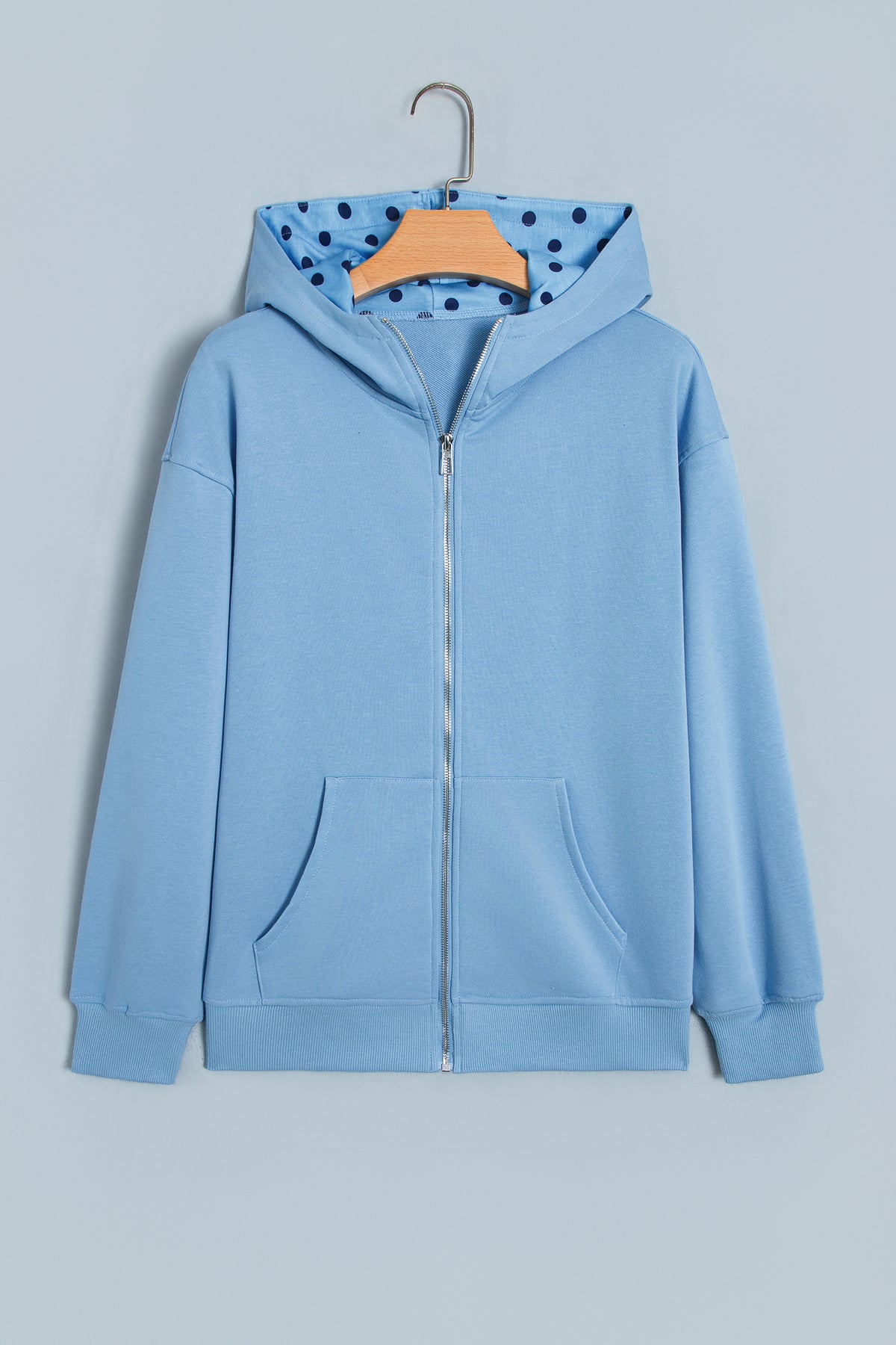 Parchment Polka Dot Hooded Zip-Up Sweatshirt