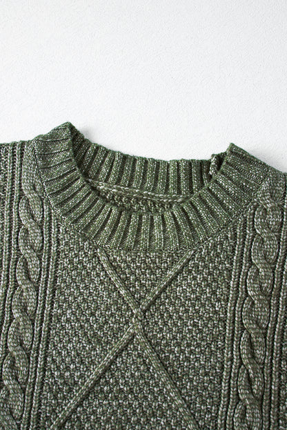 Burgundy Cable Knit Drop Shoulder Loose Fit Sweater Dress