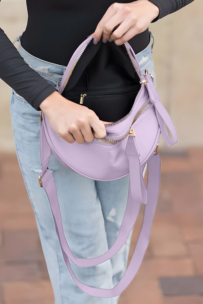 Dark Grey Wide Strap Zipper Crossbody Bag